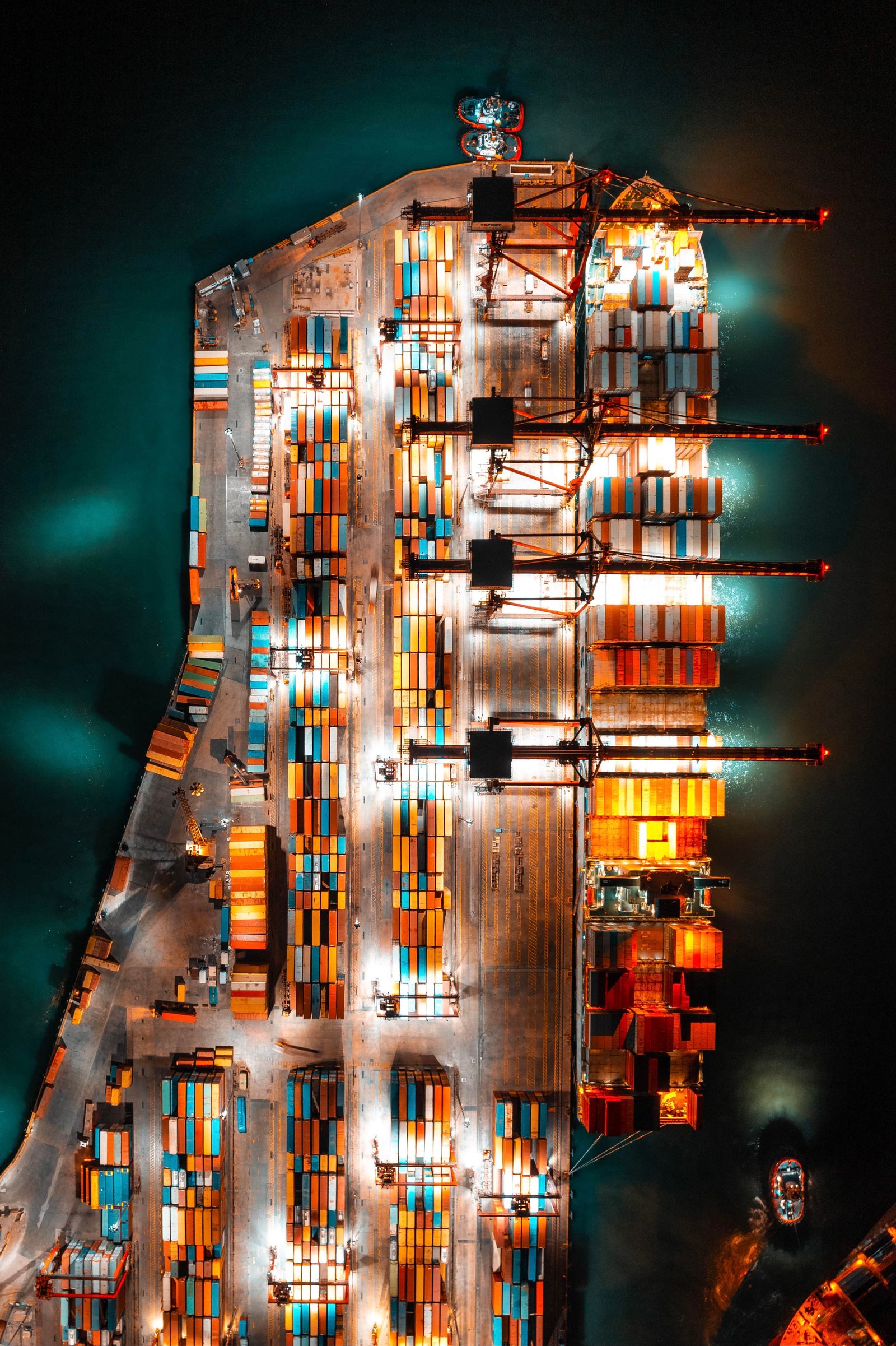 Container terminal at night used in the Corridor Freight concept
